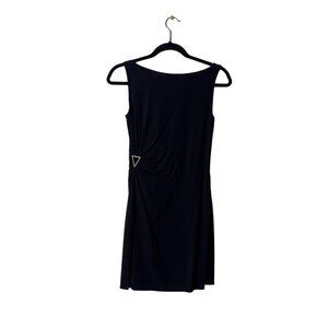 Escada Couture Black Sleeveless Dress With Draped Detail & Rhinestone Accent